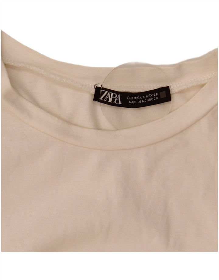 Zara Damen Bluse Top UK 10 Small Weiß