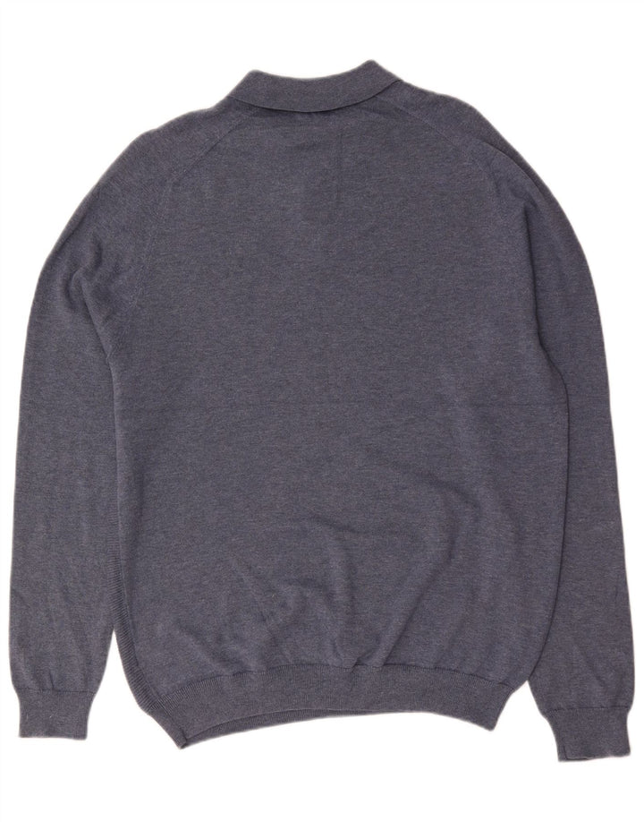 Marks & Spencer Herren-Pullover mit Rollkragen, reguläre Passform, groß, aus blauer Baumwolle