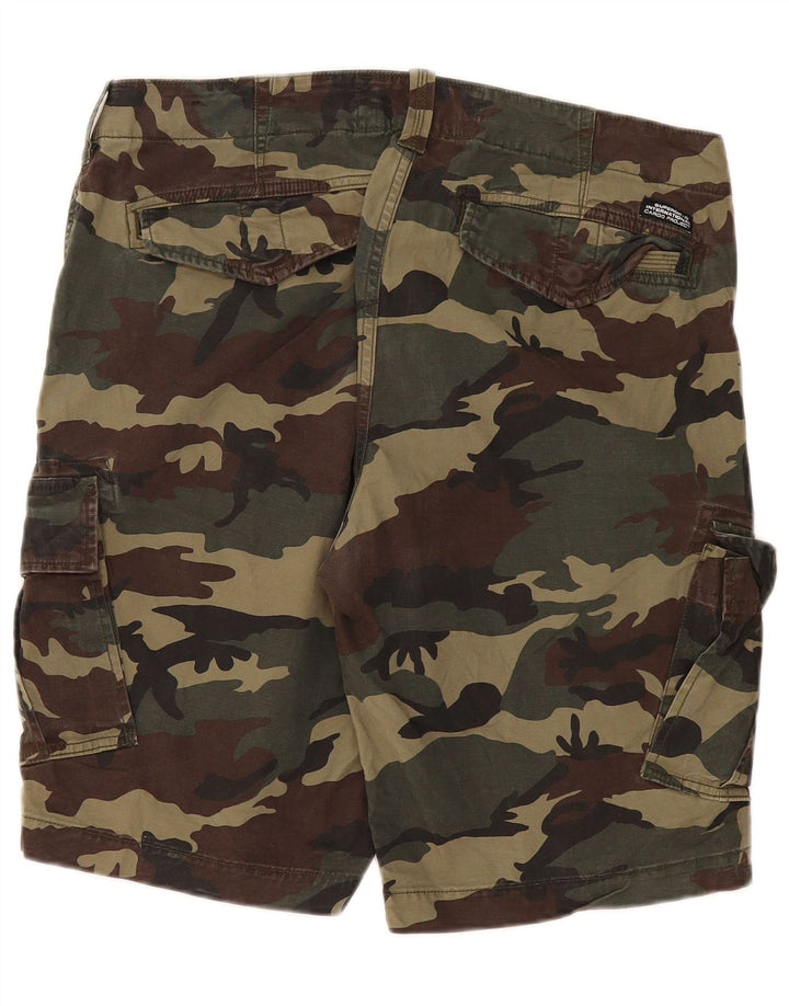 Superdry Herren Cargoshorts W36 Large Khaki Camouflage Cotton Army