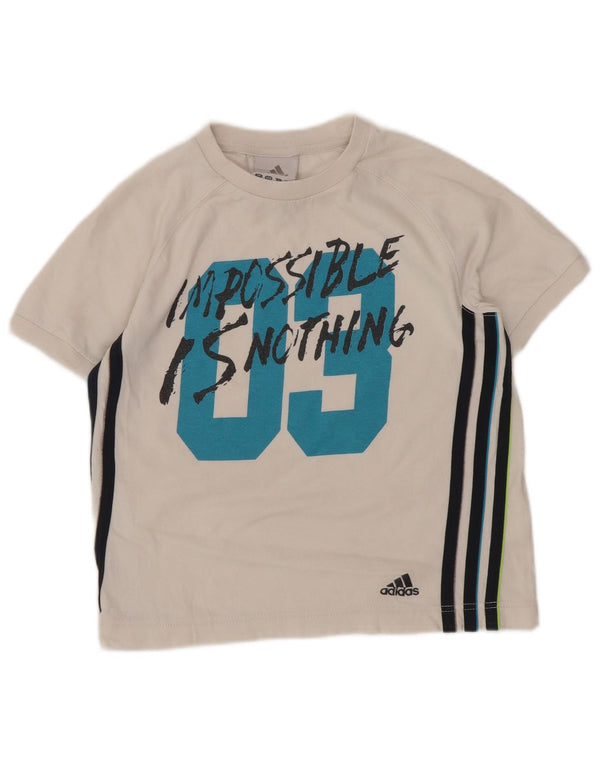 Adidas Jungen T-Shirt mit normaler Grafik, 7–8 Jahre, weiße Baumwolle, Sport