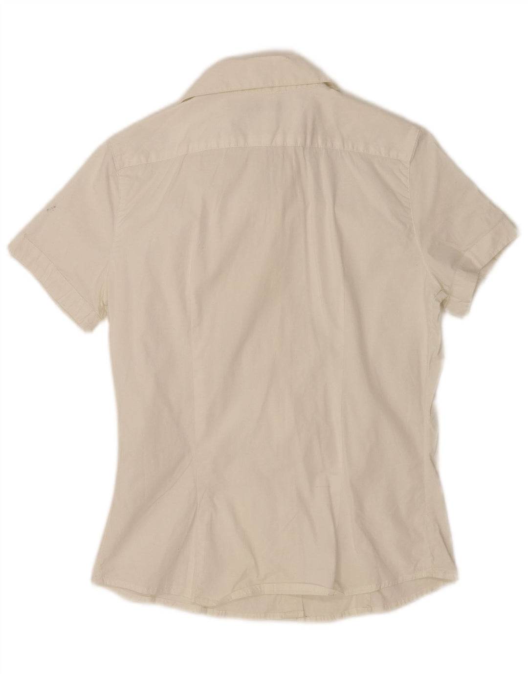 Sasch Damen Kurzarmhemd UK 14 Large Weiße Baumwolle