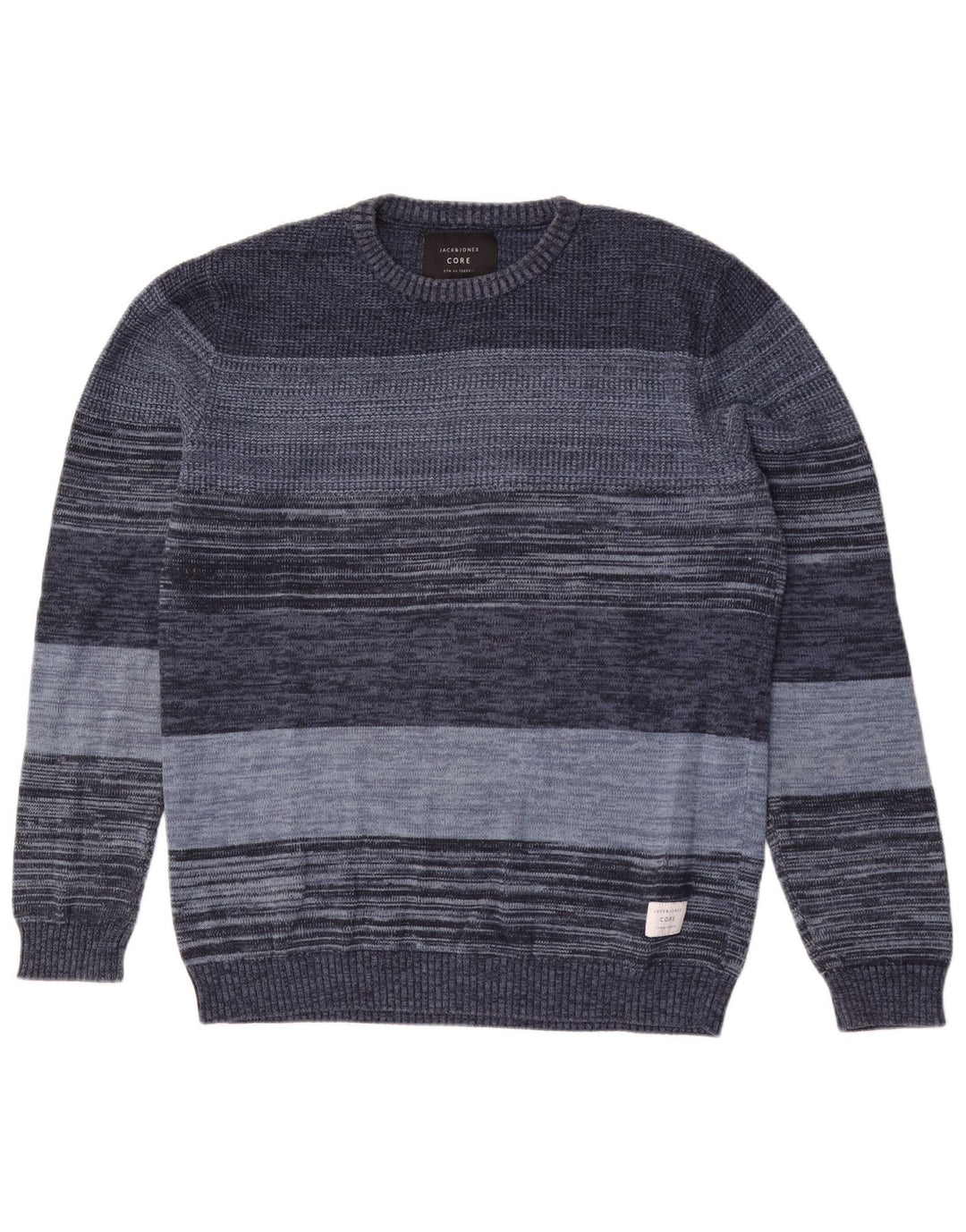 Jack & Jones Herren-Pullover mit Rundhalsausschnitt, mittelblaue Nadelstreifen-Baumwolle