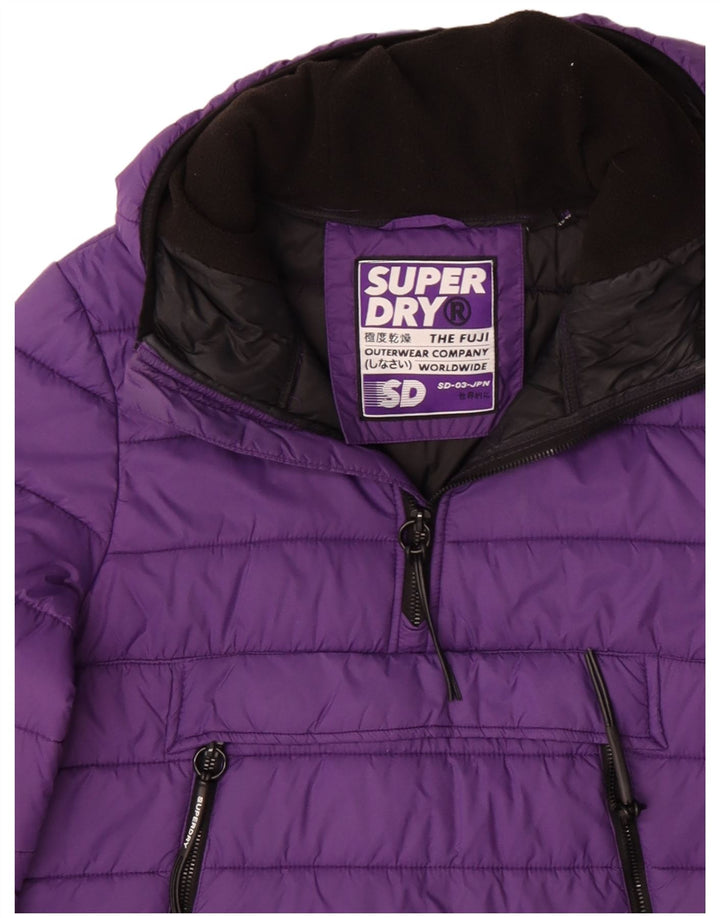 Superdry Damen Kapuzenpullover, wattierte Jacke, UK 12, Mittelviolett, Polyester