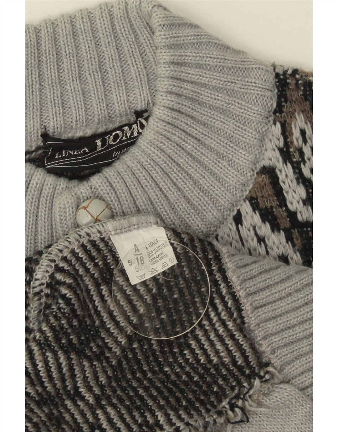 LINEA Herren-Strickjacke, groß, grau, geometrisch, Acryl