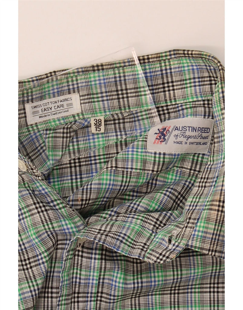AUSTIN REED Mens Shirt Size 38/15 Medium Green Check Cotton Vintage Austin Reed and Second-Hand Austin Reed from Messina Hembry 