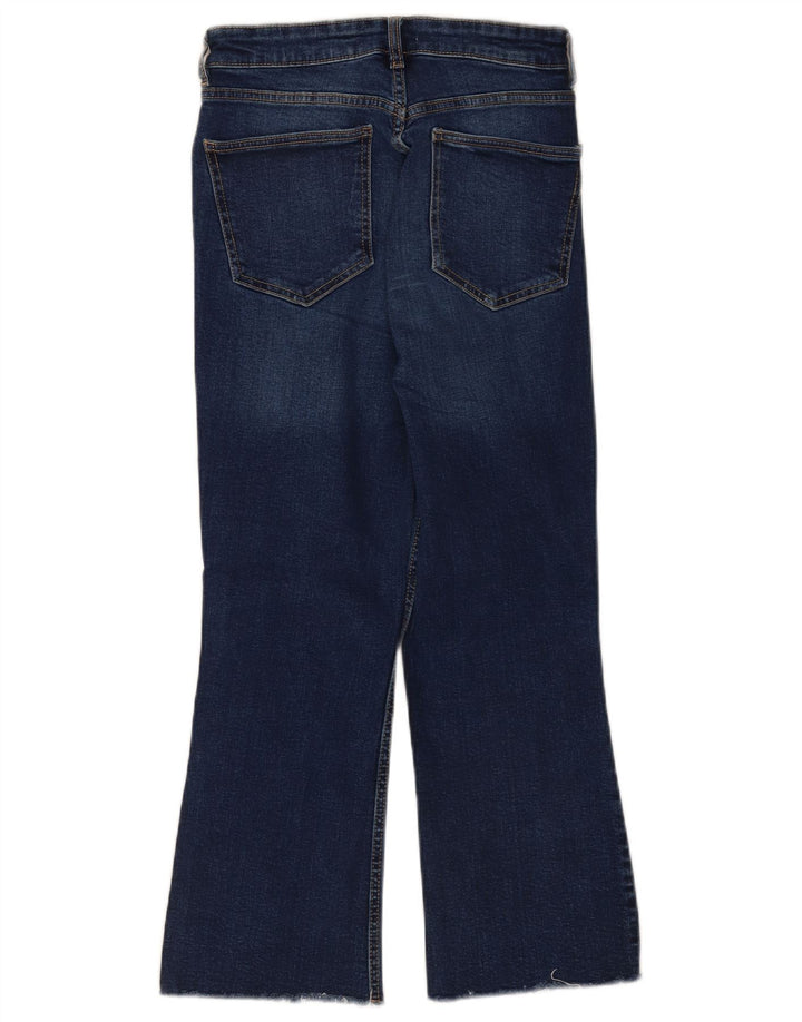 Zara Damen Crop Flared Jeans EU 40 Medium W30 L25 Marineblau