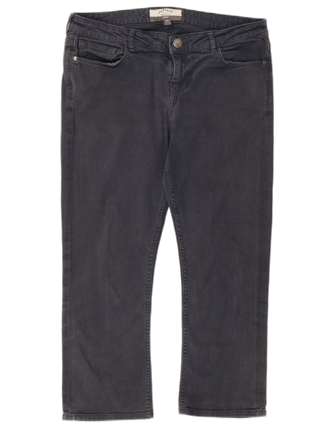 Fat Face Damen-Cropped-Jeans UK 12 Medium W32 L22 Graue Baumwolle