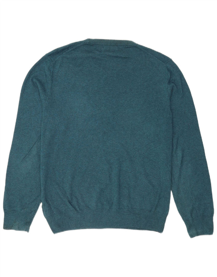 Marks & Spencer Herren-Pullover mit Rundhalsausschnitt, Größe L, aus blauer Baumwolle