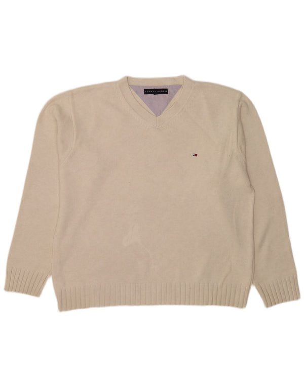 Tommy Hilfiger Herren V-Ausschnitt Pullover Pullover XL Beige Baumwolle
