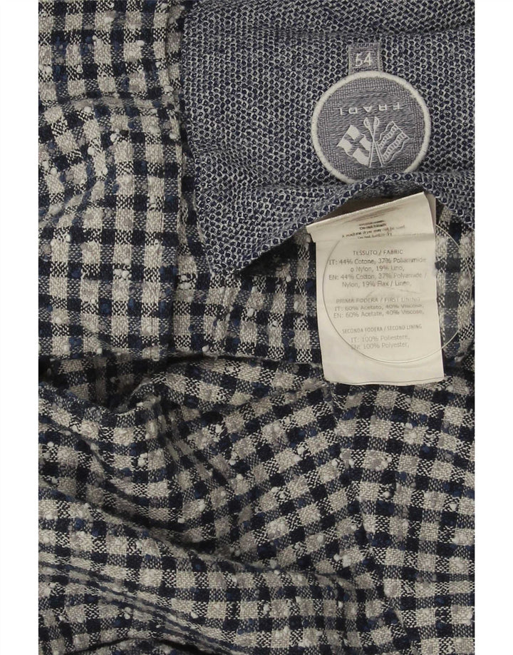 Fradi Herren-Blazer mit 2 Knöpfen, IT 54, 2XL, marineblau, Gingham-Baumwolle