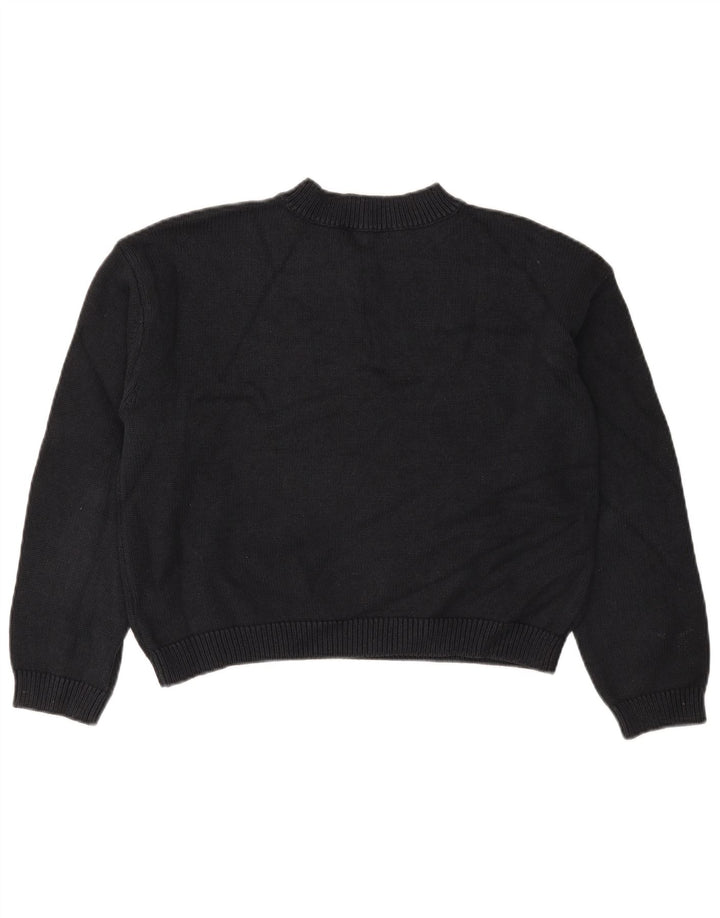 Marks & Spencer Damen Crop Pullover mit V-Ausschnitt, UK 14, Mittelschwarz