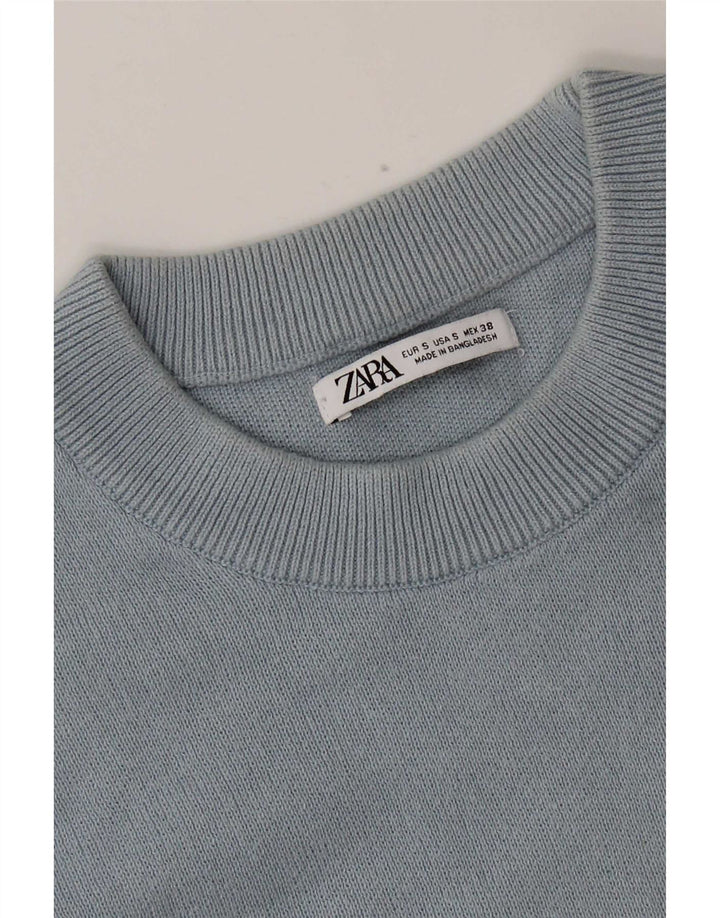Zara Herren-Pullover mit Rundhalsausschnitt, Größe S, Blau