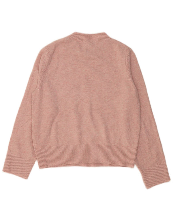 Marks & Spencer Damen-Pullover mit grafischem Rundhalsausschnitt, Gr. 14, Mittelrosa