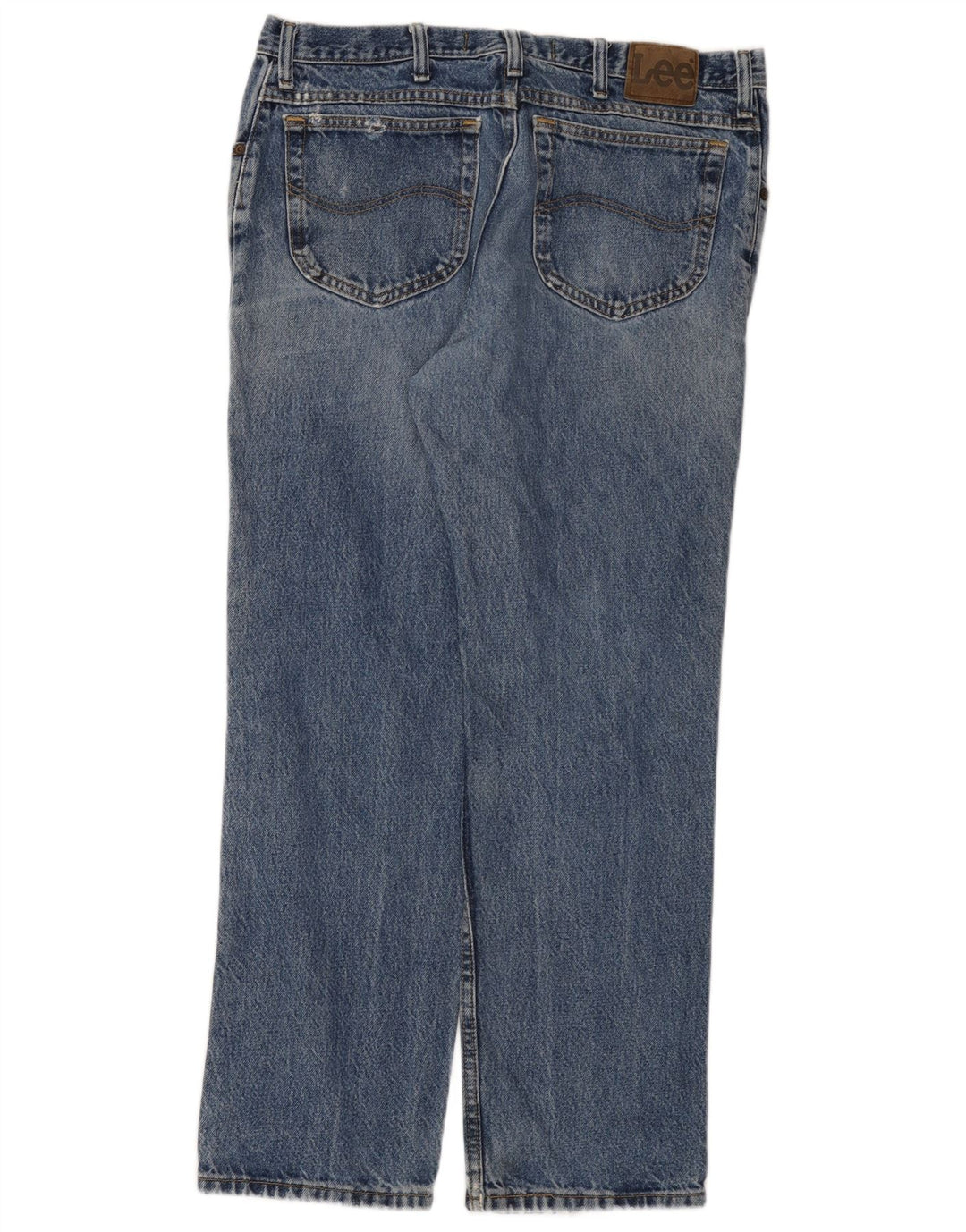 LEE Herren Distressed Straight Jeans W36 L30 Blaue Baumwolle