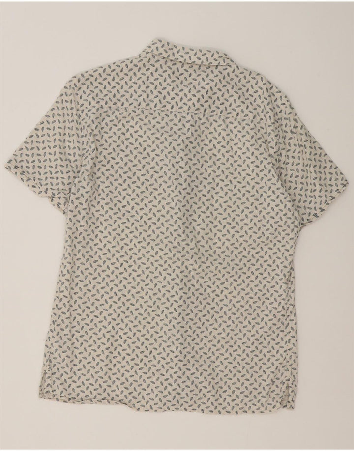 All Saints Herren-Kurzarmhemd Medium Off White Spotted