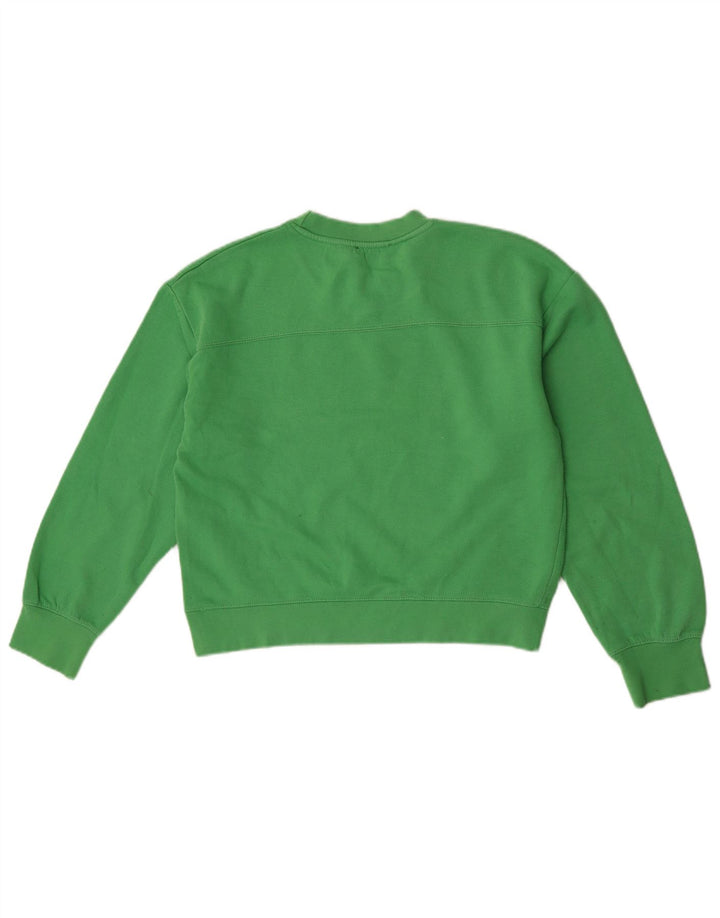 Zara Damen Crop Sweatshirt Pullover UK 14 Mittelgrünes Polyester