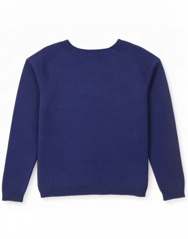 Massimo Dutti Damen-Pullover mit U-Boot-Ausschnitt, UK 14, mittelmarineblaue Wolle