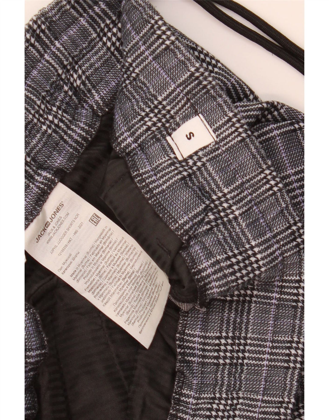 Jack & Jones Herren-Chinoshorts, klein, W29, grau kariertes Polyester