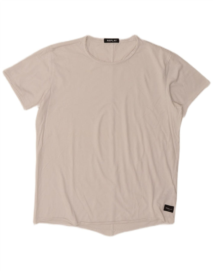 Replay Herren-T-Shirt-Oberteil aus mittelweißer Baumwolle