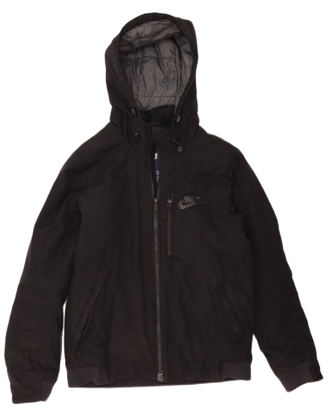 Nike Herren-Jacke mit Kapuze, gepolstert, Größe 36, Größe S, Schwarz, Polyester