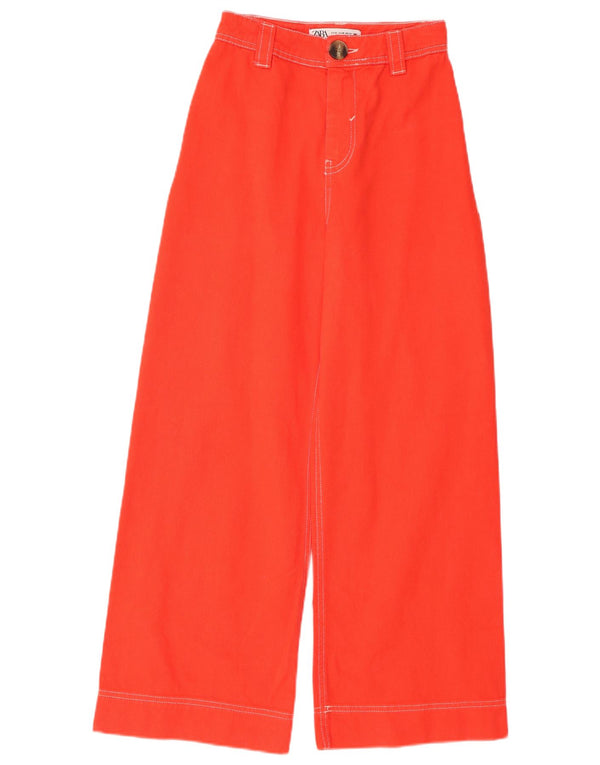 ZARA Damen Freizeithose mit hoher Taille und weitem Bein, EU 32, 2XS, W22, L26, Orange