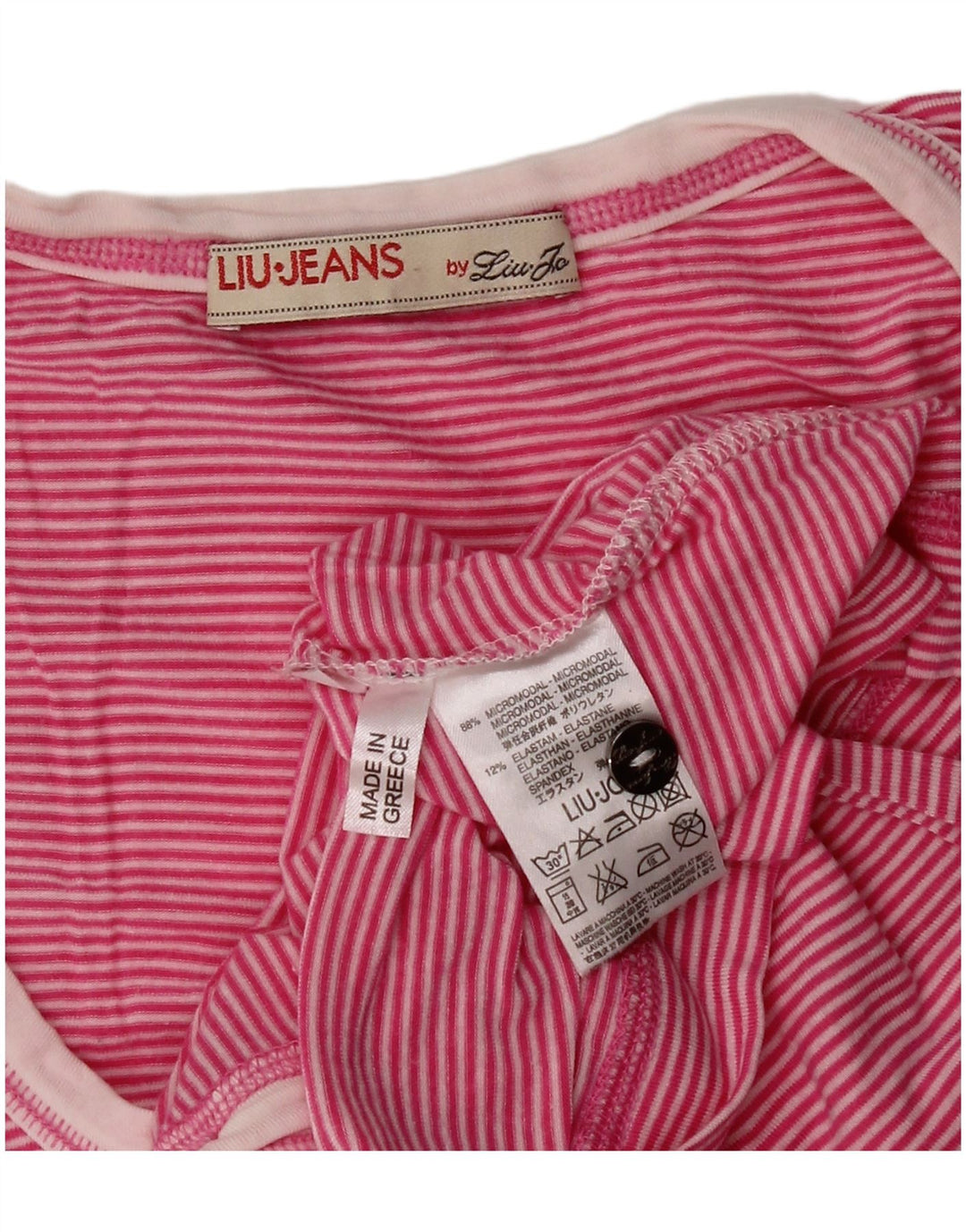 Liu Jo Damen-Blusenoberteil, Gr. 8, klein, rosa, gestreift, Modal