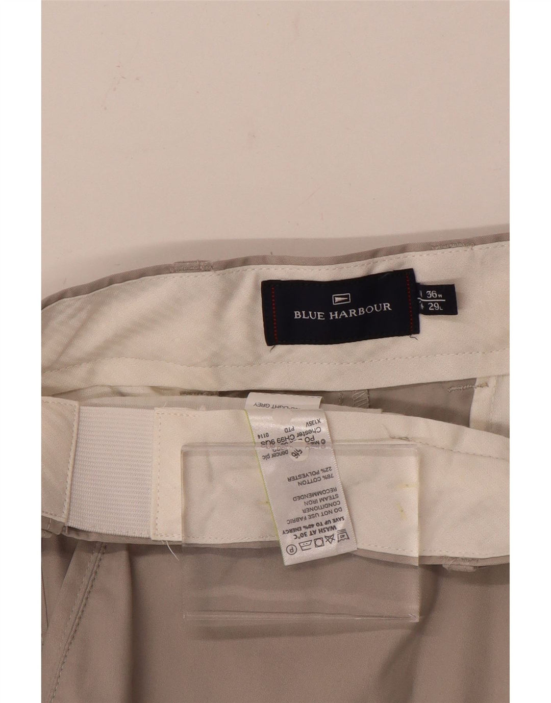 Blue Harbor gerade Chino-Hose für Herren, W36, L29, graue Baumwolle