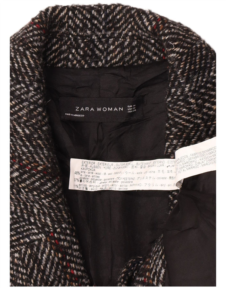 Zara Damen Mantel UK 14 mittelgrau karierte Wolle