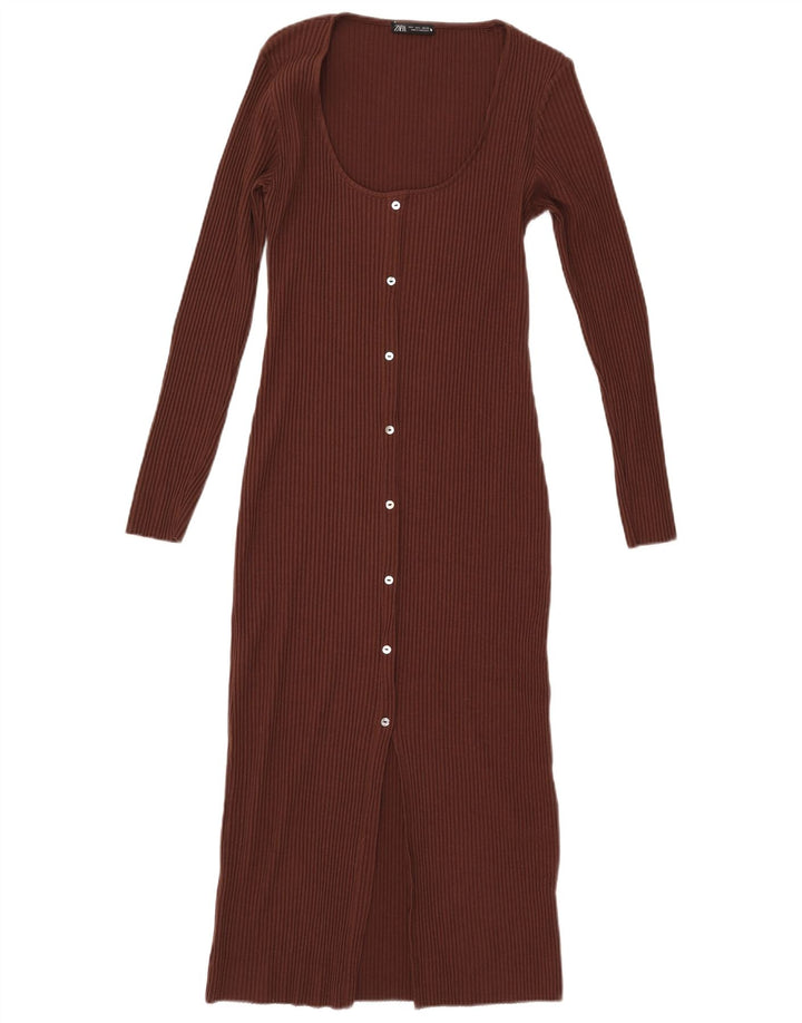 ZARA Damen, figurbetontes Kleid, Größe 44, Braun