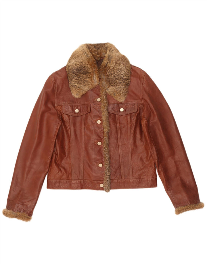 Vintage Damen Lederjacke UK 18 XL Braun