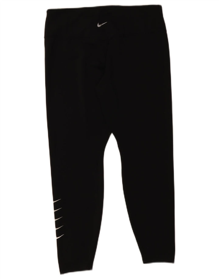Nike Womens Dri Fit Graphic Crop Leggings UK 14 Large Schwarz Polyester