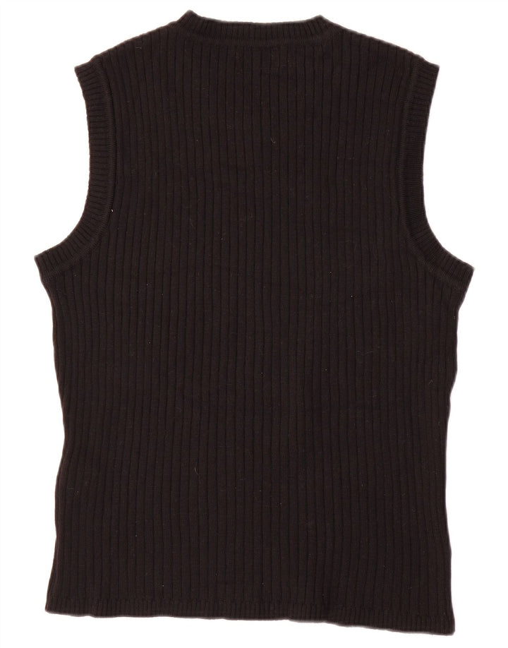 Zara Damen Weste Tank Top UK 18 XL Schwarze Wolle
