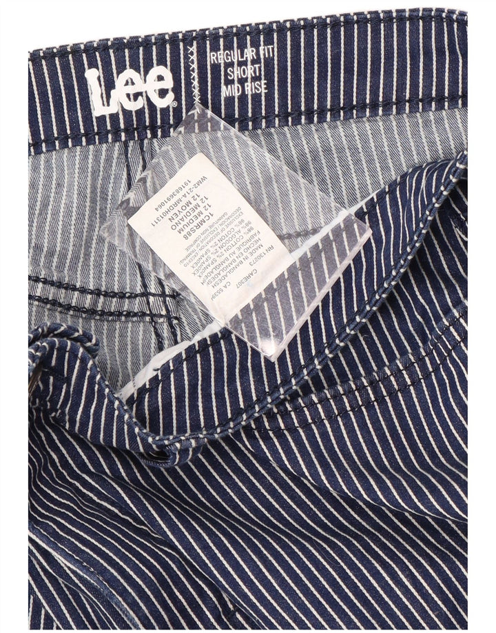 LEE Womens Mid Rise Casual Shorts US 12 Large W32 Marineblauer Nadelstreifen
