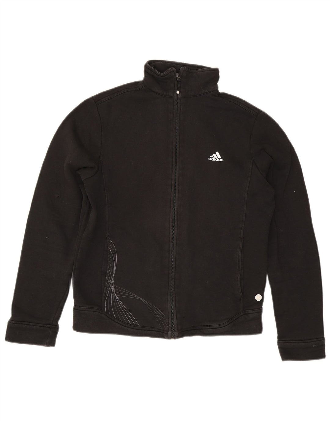 Adidas Damen Trainingsanzug Top Jacke UK 16 Large Schwarz Baumwolle