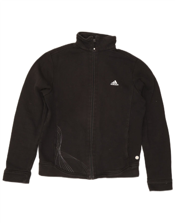 Adidas Damen Trainingsanzug Top Jacke UK 16 Large Schwarz Baumwolle