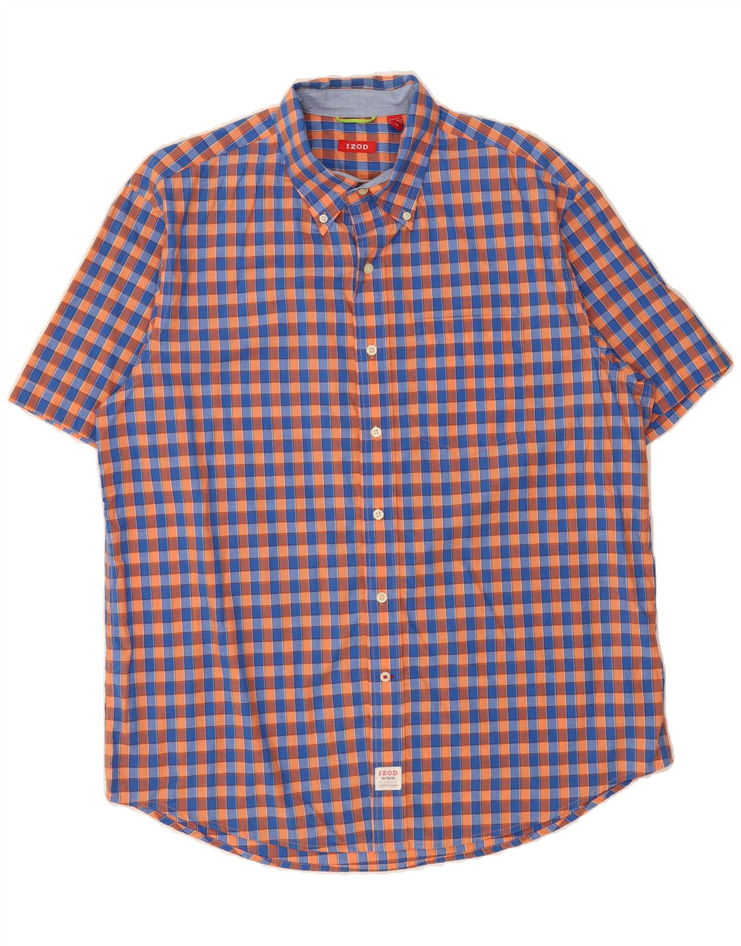 IZOD Mens Short Sleeve Shirt Large Blue Check Cotton Vintage Izod and Second-Hand Izod from Messina Hembry 