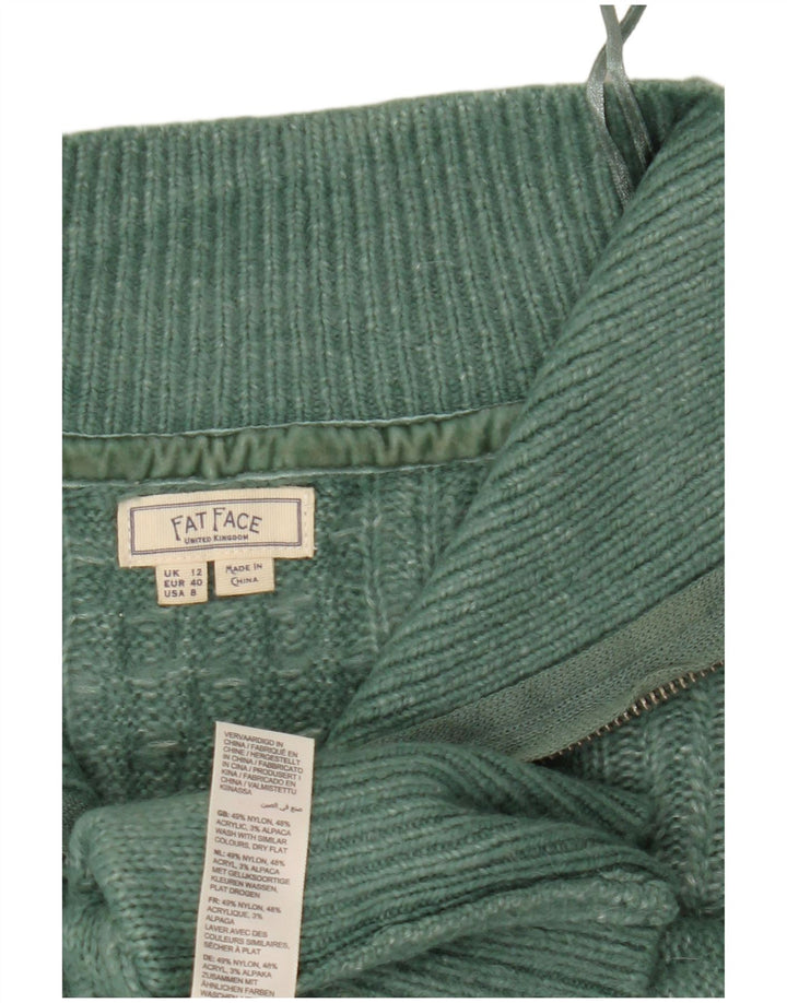 Fat Face Damen-Pullover, übergroß, mit Reißverschluss, UK 12, mittelgrünes Nylon