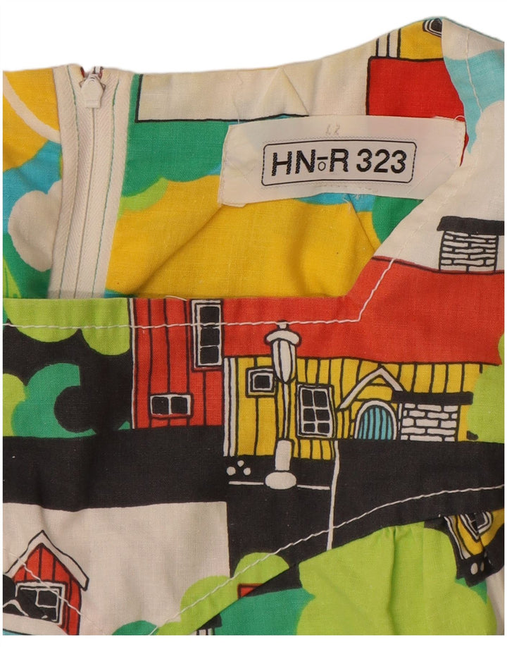 VINTAGE Damen Basic Kleid IT 42 Medium Mehrfarbige Blumenneuheit