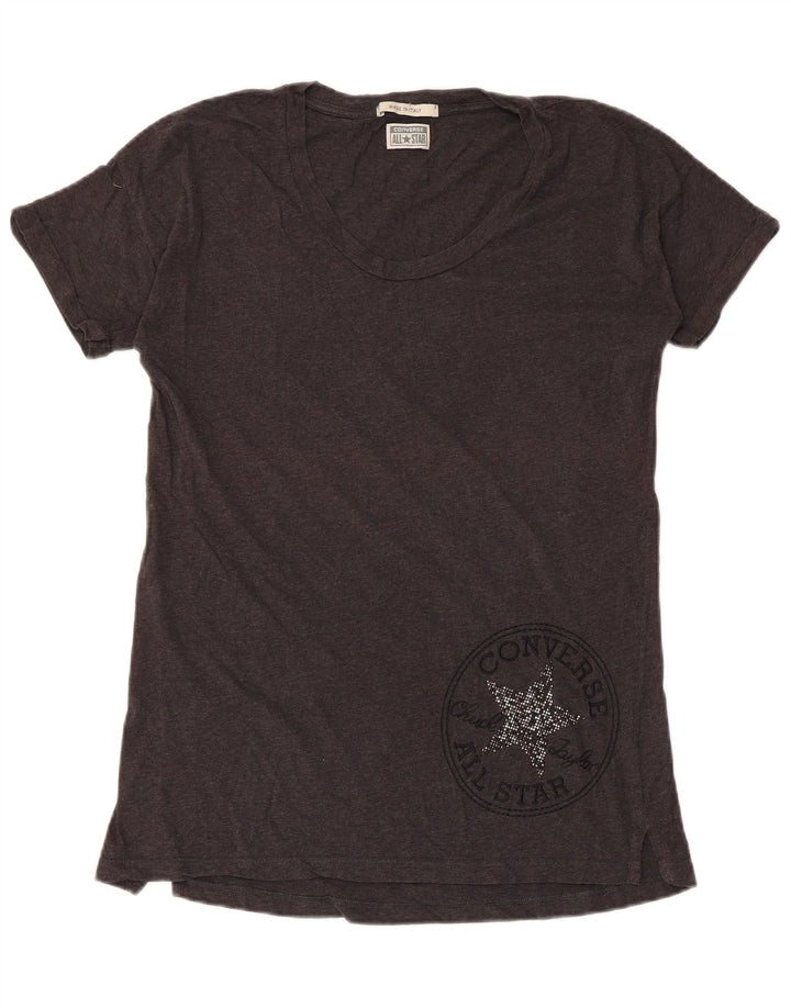 CONVERSE Damen Grafik T-Shirt Top UK 14 Large Grau Baumwolle