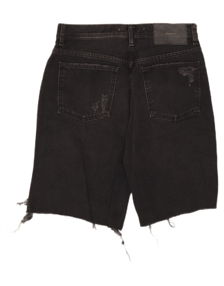 Zara Herren Distressed Denim Shorts EU 38 Small W30 Schwarz