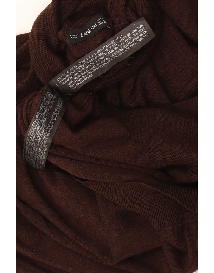 Rollkragenpullover für Damen von Zara, Gr. 12, mittelbraun, Viskose