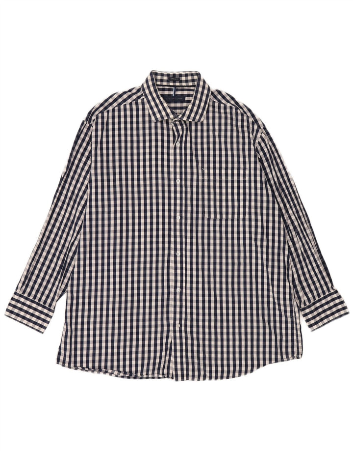 Tommy Hilfiger Herren-Hemd mit normaler Passform, Größe 17 1/2 XL, marineblaues Gingham
