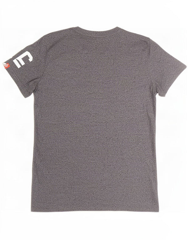 Superdry Herren Grafik-T-Shirt-Oberteil aus mittelgrau gesprenkelter Baumwolle