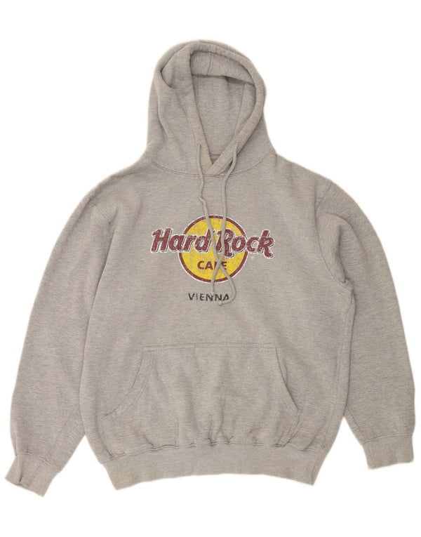 HARD ROCK CAFE Womens Vienna Graphic Hoodie Pullover UK 16 Large Graue Baumwolle