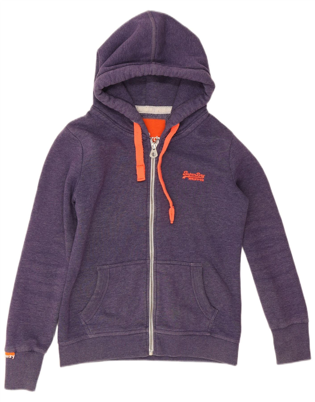 Superdry Damen-Kapuzenpullover mit Reißverschluss, UK 14, mittellila, Baumwolle