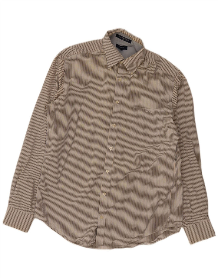 Gant Herren E-Z Fit Hemd, groß, beige Nadelstreifen-Baumwolle