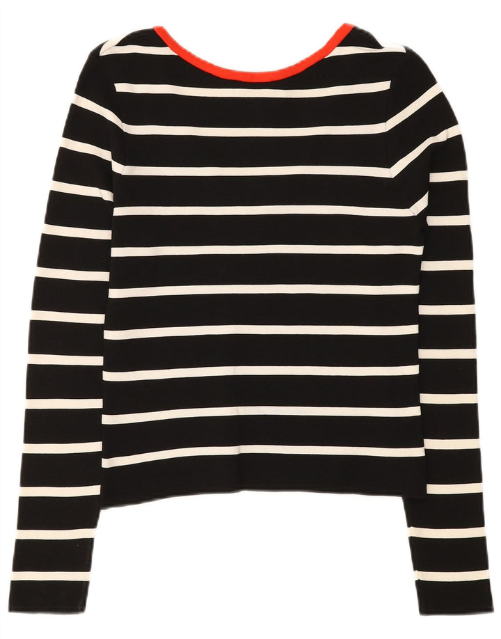 Zara Damen Top Langarm UK 8 Small Schwarz gestreift Polyamid