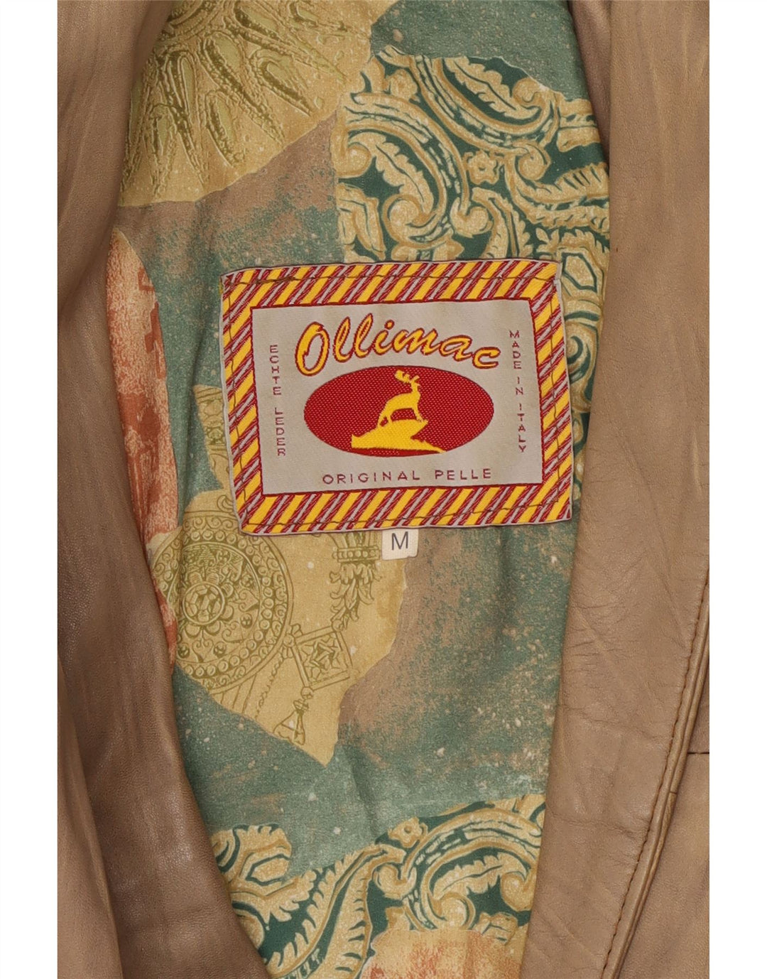 Vintage Damen Lederjacke UK 14 Medium Beige Leder