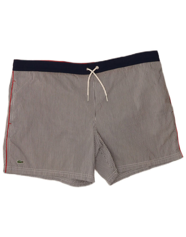 Lacoste Herren-Badeshorts XL aus marineblauer Nadelstreifen-Baumwolle