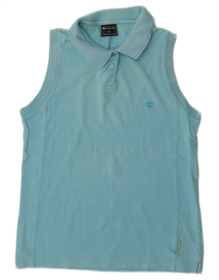 Champion Damen ärmelloses Poloshirt UK 12 Mittelblau
